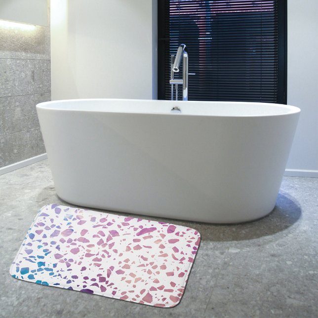 Abstrakt Terrazzo Mosaic Rosa & Blue Mönster Badrumsmatta (Skapare uppladdad)