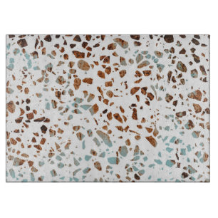 Abstrakt Terrazzo Mosaic Rust Brown & Blue Mönster