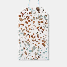 Abstrakt Terrazzo Mosaic Rust Brown & Blue Mönster