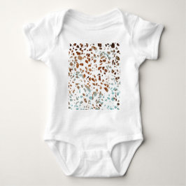 Abstrakt Terrazzo Mosaic Rust Brown & Blue Mönster T Shirt