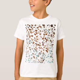 Abstrakt Terrazzo Mosaic Rust Brown & Blue Mönster T Shirt