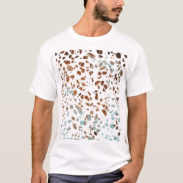 Abstrakt Terrazzo Mosaic Rust Brown & Blue Mönster T Shirt