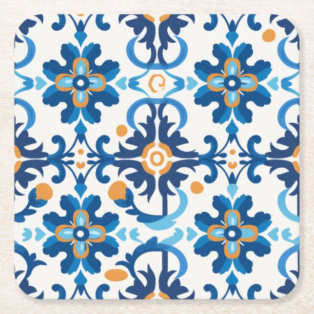 🟦 Abstrakt Terrazzo Mosaic Underlägg - Rust Brown Papper Kvadrat (Framsidan)