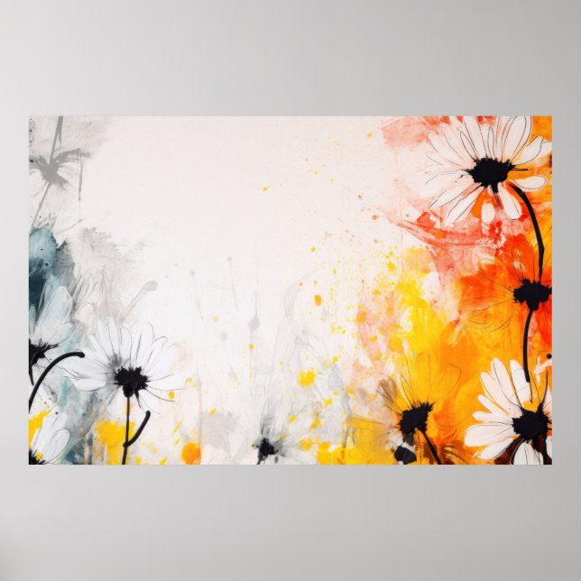 Abstrakt texturerad daisy blommor måla poster (Framsidan)