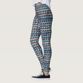 Abstrakt Texturerad Rand Geometriskt Mönster 1325 Leggings