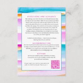 Abstrakt tidal linjer rosa blue bröllop QR-kod Tilläggskort