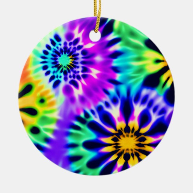 Abstrakt Tie dye Adire Mönster Julgransprydnad Keramik (Framsidan)