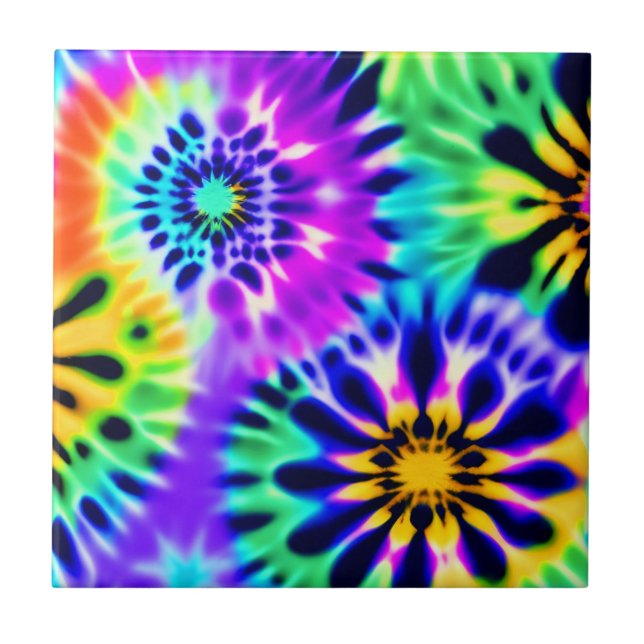 Abstrakt Tie Dye Adire Mönster Kakelplatta (Framsidan)