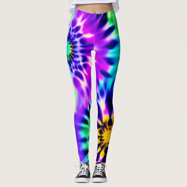 Abstrakt Tie Dye Adire Mönster Leggings (Framsida)