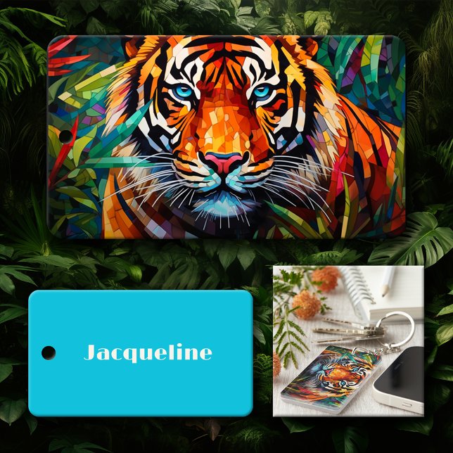 Abstrakt Tiger Acrylic Rectangle med namn (Skapare uppladdad)