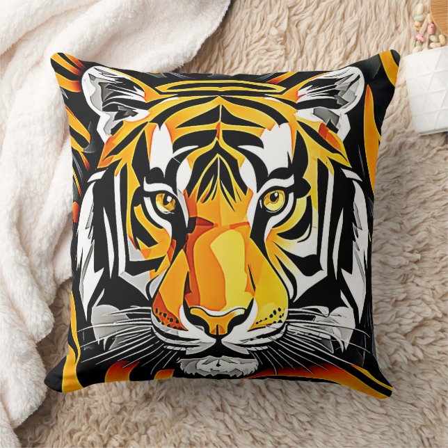 Abstrakt Tiger Art Kudde (Filt)