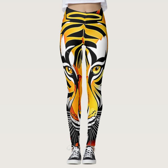 Abstrakt Tiger Art Leggings (Framsida)