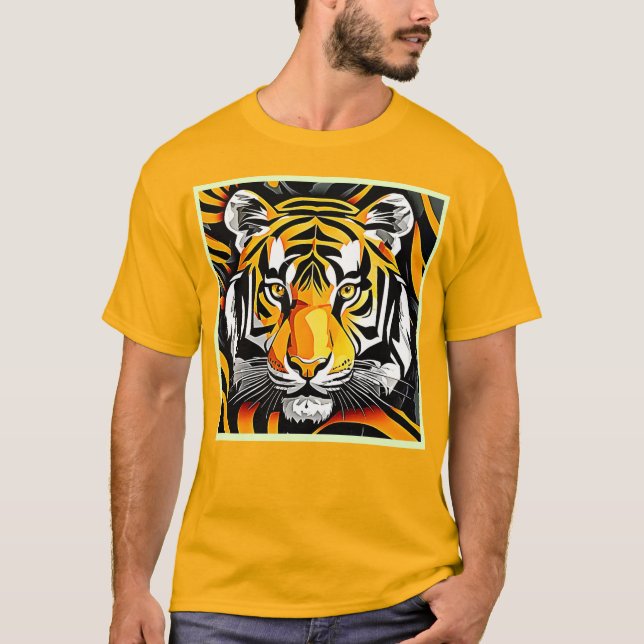 Abstrakt Tiger Art T Shirt (Framsida)