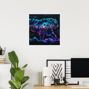 Abstrakt Tiger Conceptual Bläck Art in Alcohol Pai Poster