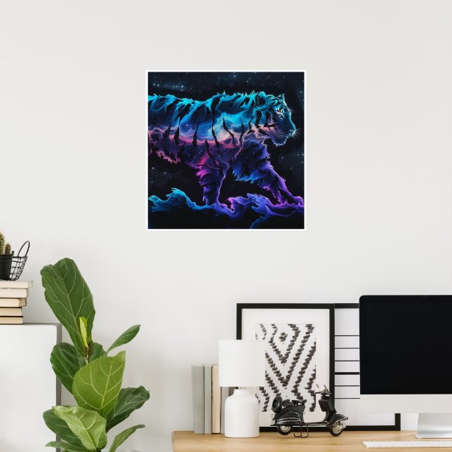 Abstrakt Tiger Conceptual Bläck Art in Alcohol Pai Poster (Hemmakontoret)