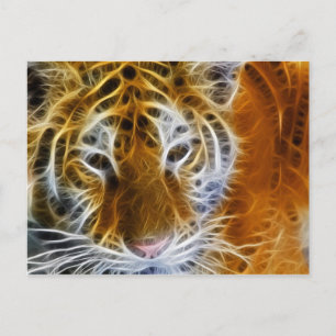 Abstrakt tiger porträtt fraktur konst vykort