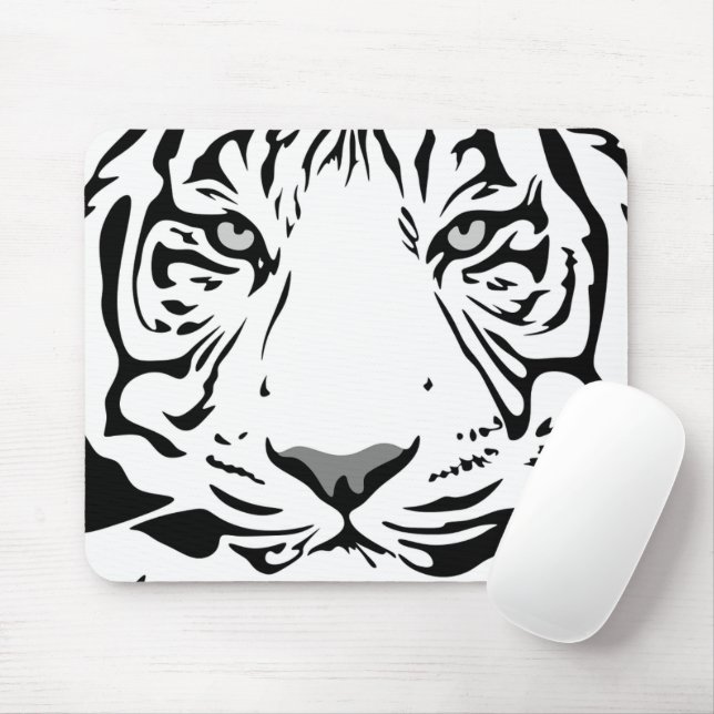 Abstrakt Tiger's Head in Black and White Musmatta (Med mus)
