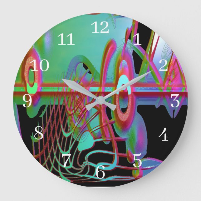 Abstrakt Tillsammans Round Clock Stor Klocka (Framsida)