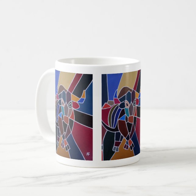 Abstrakt tjurmålning av Alfred Fox Kaffemugg (Framsida vänster)