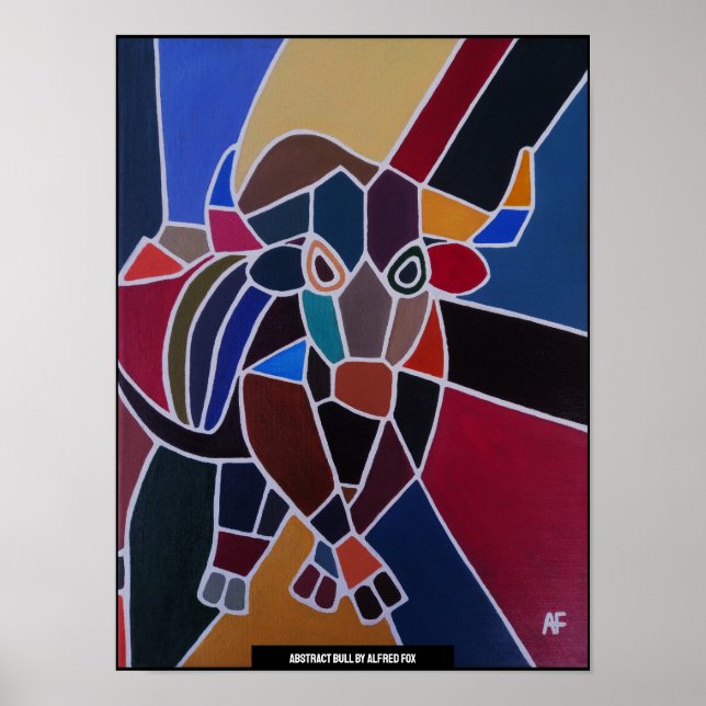 Abstrakt tjurmålning av Alfred Fox Poster (Framsidan)
