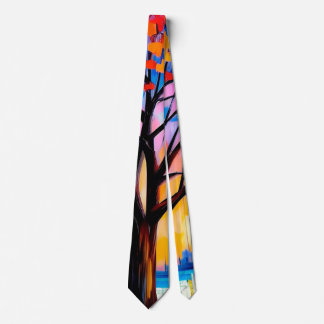 Abstrakt Träd Colorful Manar Mode Tie Slips