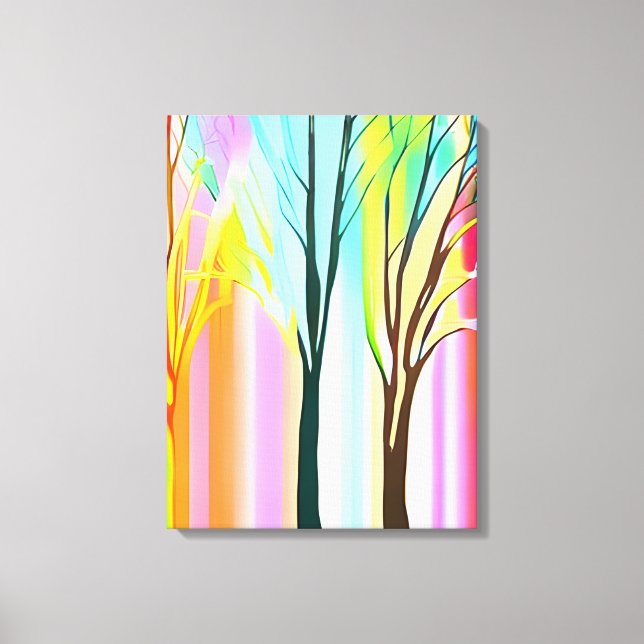 Abstrakt Träd i flerfärgade Pastellkritor Canvastryck (Framsida)