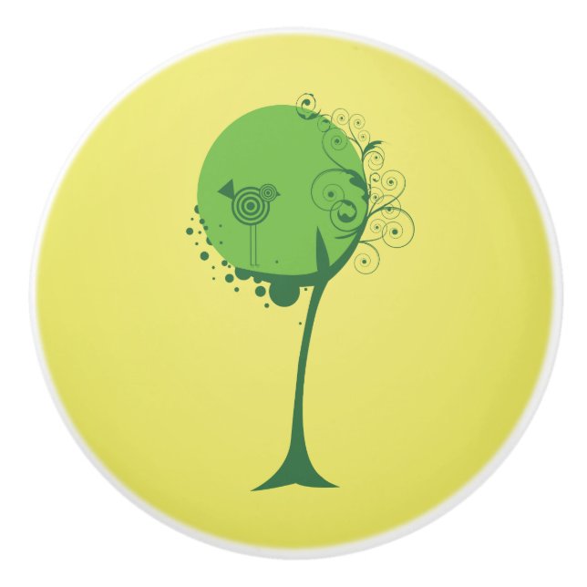 Abstrakt Träd keramisk knopp (Framsidan)