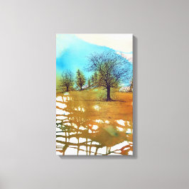 Abstrakt Träd Liggande vattenfärgen Bläck Canvastryck