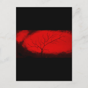 Abstrakt Träd & Red Himlar Original Abstrakt Art D Vykort
