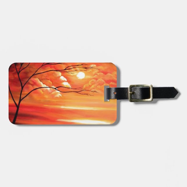 Abstrakt Träd & Red Sunset Bagagebricka (Horisontell Framsida)