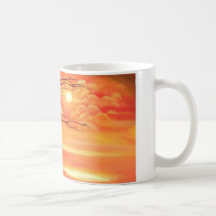 Abstrakt Träd & Red Sunset Kaffemugg