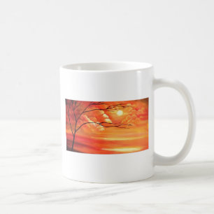 Abstrakt Träd & Red Sunset Kaffemugg