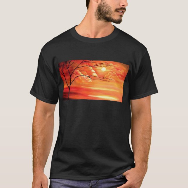 Abstrakt Träd & Red Sunset Tee Shirt (Framsida)