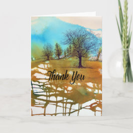 Abstrakt Träd Watercolor Bläck Tack Kort