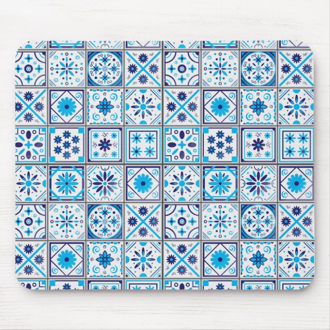 Abstrakt traditionell Blue Art Musmatta (Framsidan)