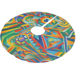 Abstrakt trädrock julgransmatta borstad polyester