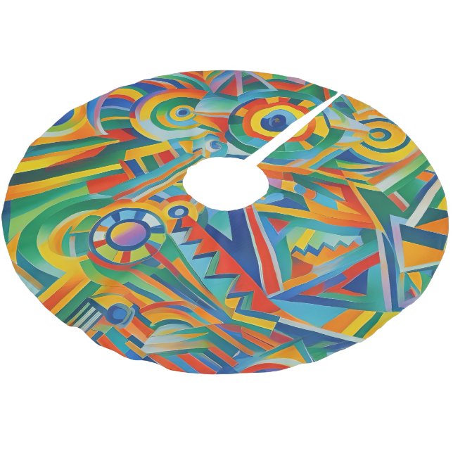 Abstrakt trädrock julgransmatta borstad polyester (Vinklad)