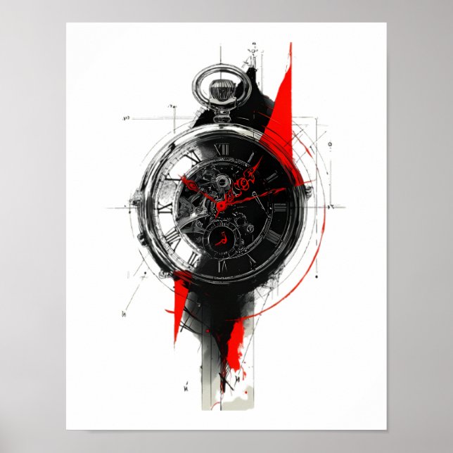 Abstrakt Trash Polka Fickurpsaffisch Poster (Framsidan)