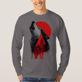 Abstrakt Trash Polka Vrålande Varg Långärmad T Shirt