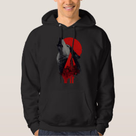 Abstrakt Trash Polka Vrålande Varg Stadsscen Hoodi Hoodie