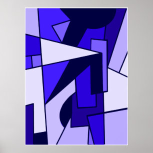 Abstrakt Tre blå multiformkonst Poster