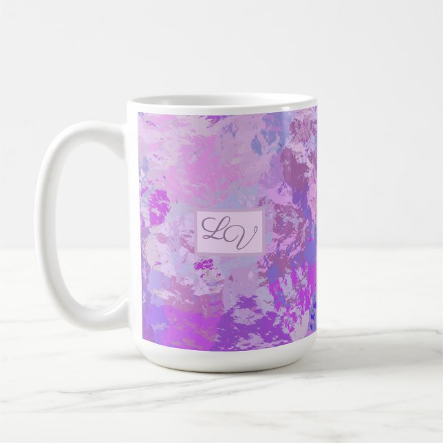 Abstrakt Trendig Camo Rosa Lila Blue Kaffemugg (Vänster)