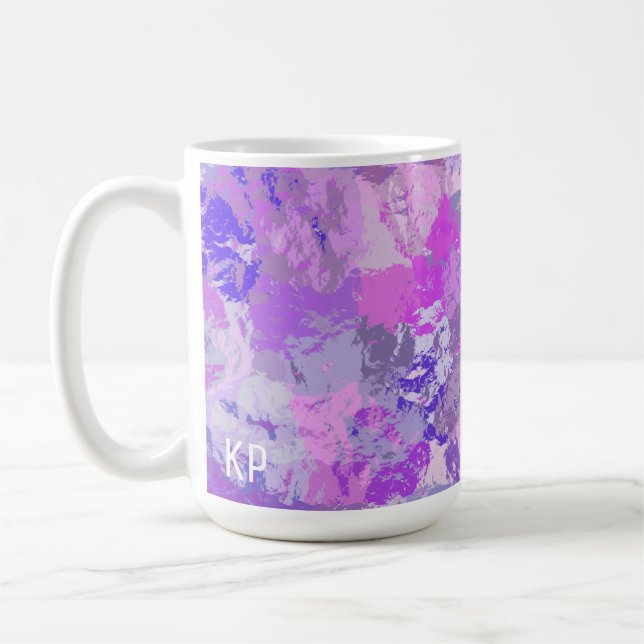 Abstrakt Trendig Camo Rosa Lila Blue Kaffemugg (Vänster)