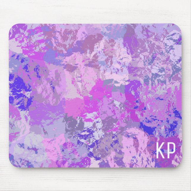 Abstrakt Trendig Camo Rosa Lila Blue Musmatta (Framsidan)