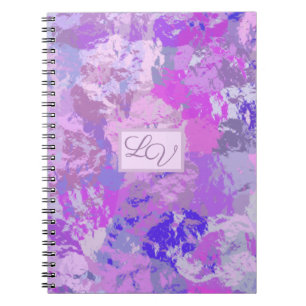 Abstrakt Trendig Camo Rosa Lila Blue Spiral Photo Anteckningsbok