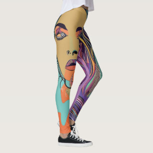 Abstrakt Trendig för färglös Ansikte-Roligt Leggings