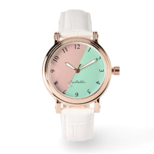 Abstrakt Trendig Rosa Mintgrön Kollektion Armbandsur