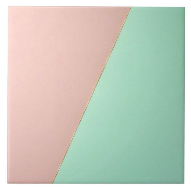 Abstrakt Trendig Rosa Mintgrön Kollektion Kakelplatta (Framsidan)