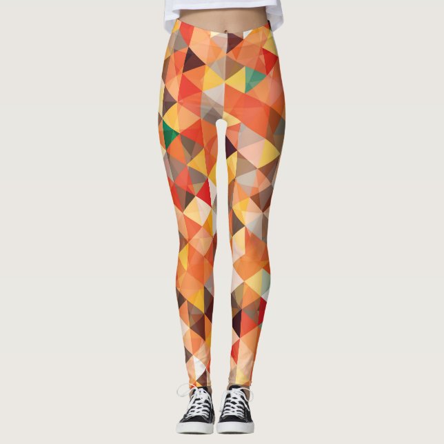 Abstrakt Triangel Geometric Seamless Mönster Leggings (Framsida)