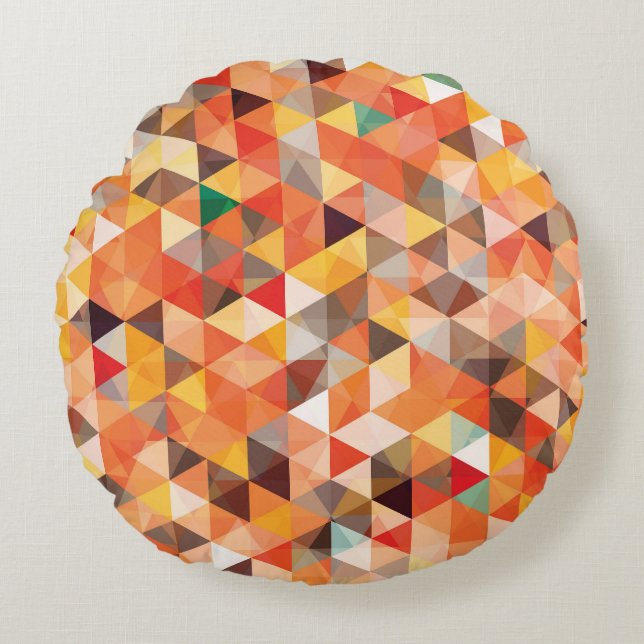 Abstrakt Triangel Geometric Seamless Mönster Rund Kudde (Framsidan)
